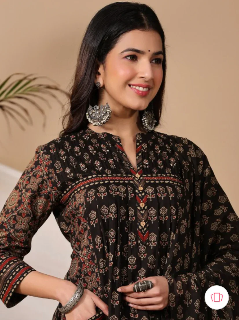 Beautiful Black Kurta With Pant Dupatta Set - Image 4