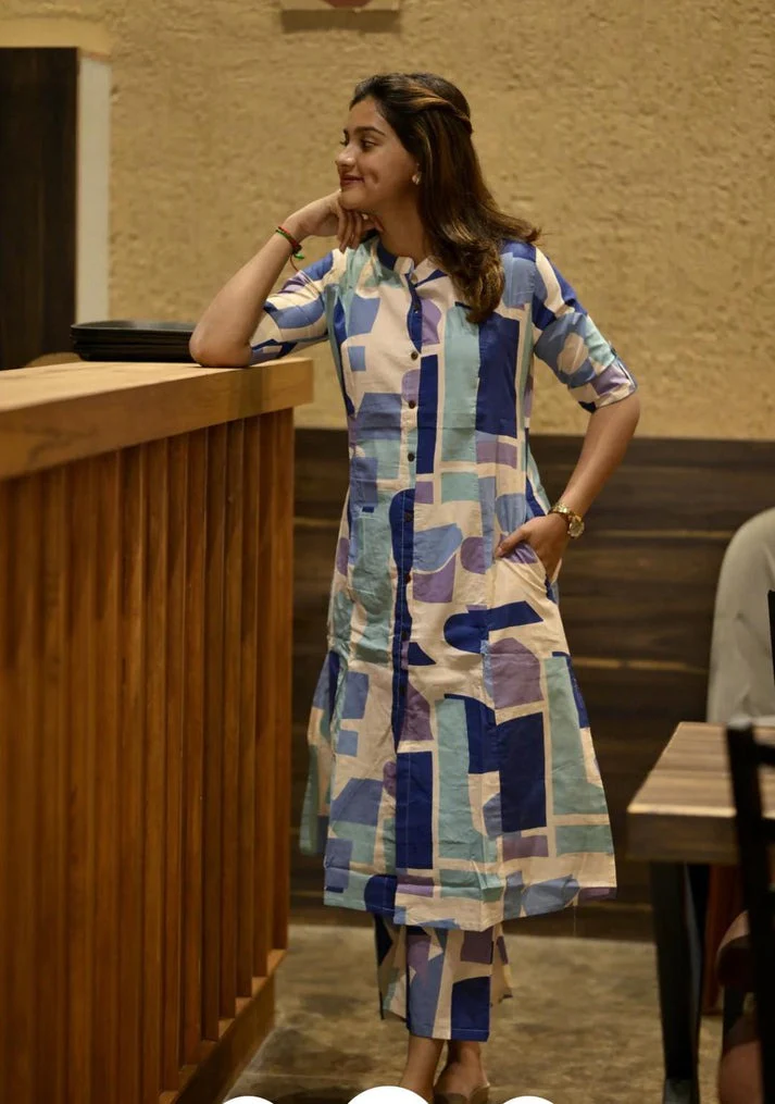 Jaipur Premium Chic Geometric Print Kurta Set - Image 4