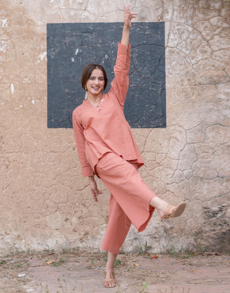 Chic Peach Co-Ord Set for Effortless Everyday Elegance - Image 2