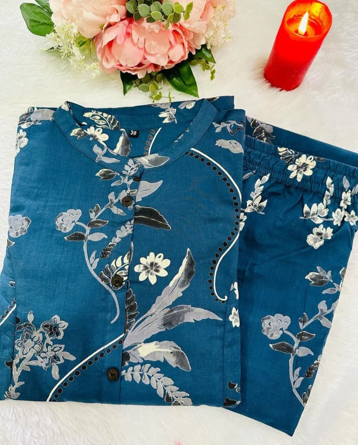 Jaipur Premium Elegant Blue Floral Printed Kurti - Image 3