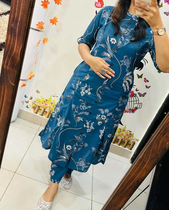 Jaipur Premium Elegant Blue Floral Printed Kurti - Image 5