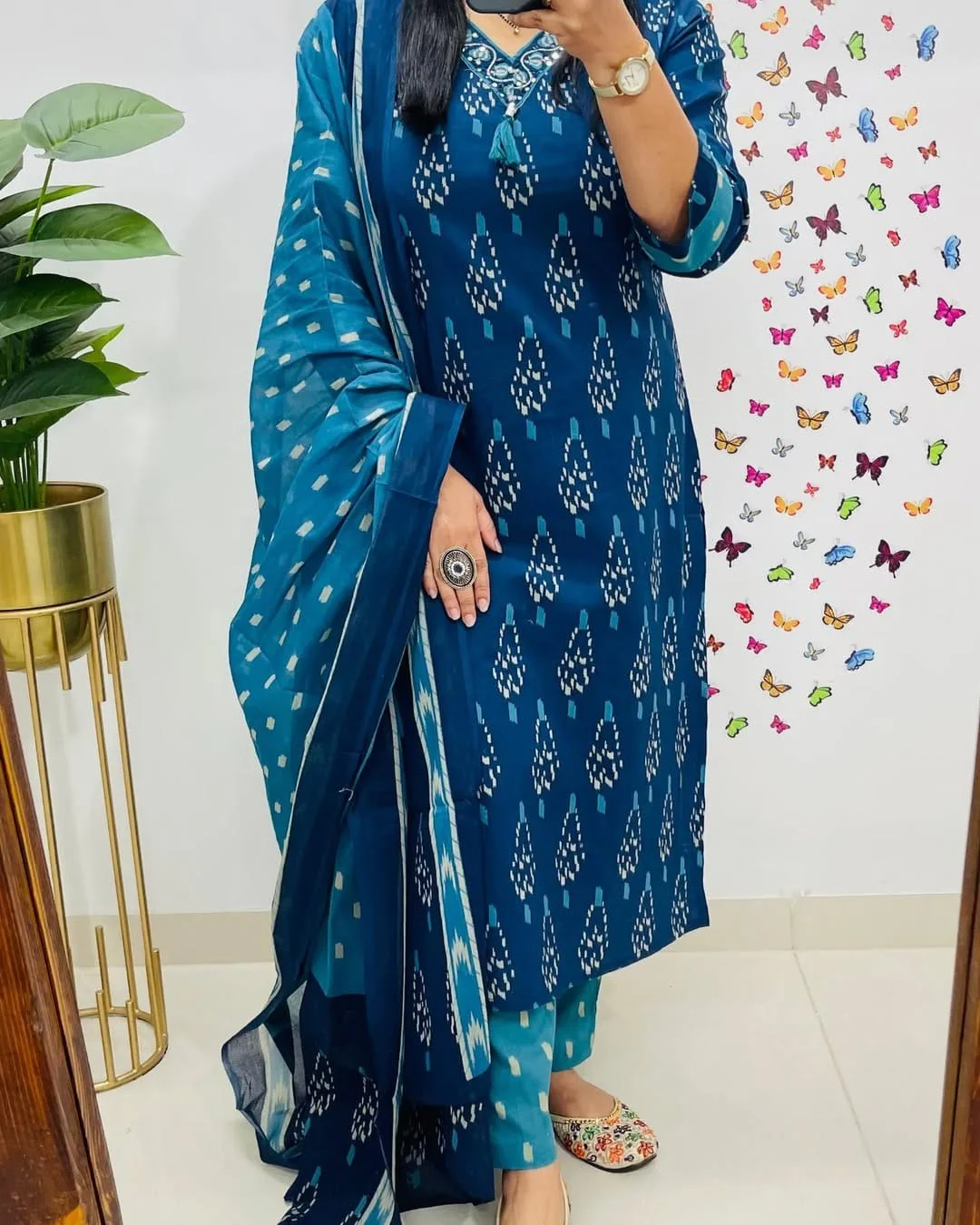 Jaipur Premium Elegant Indigo Ikat Kurti Set - Image 7