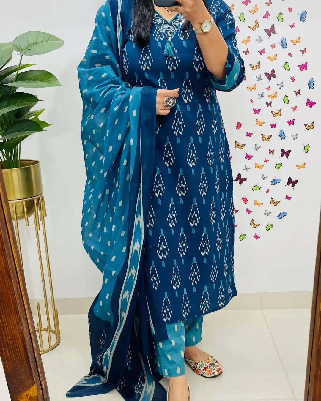 Jaipur Premium Elegant Indigo Ikat Kurti Set - Image 8