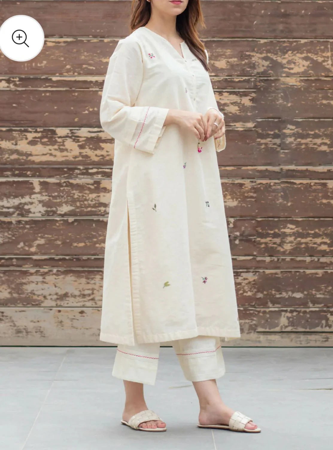 JAIPUR Elegant Off-White Embroidered Kurta Set - Image 4