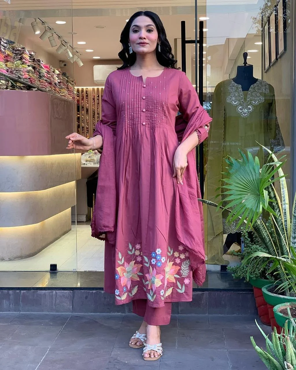 Jaipur Elegant Rosewood Pleated Kurti - Image 6