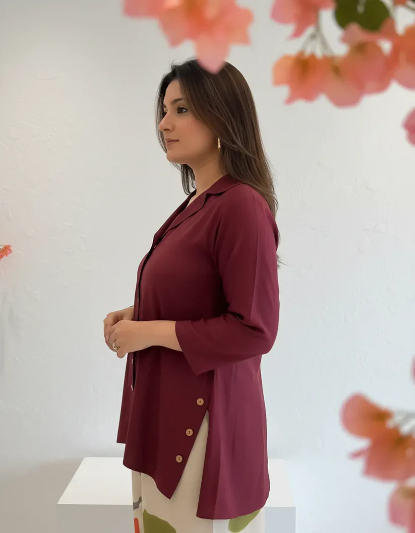 Maroon Top with Printed Stylish Pants - Image 4