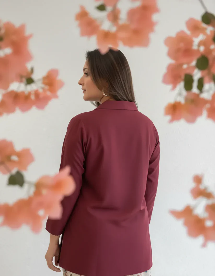 Maroon Top with Printed Stylish Pants - Image 5