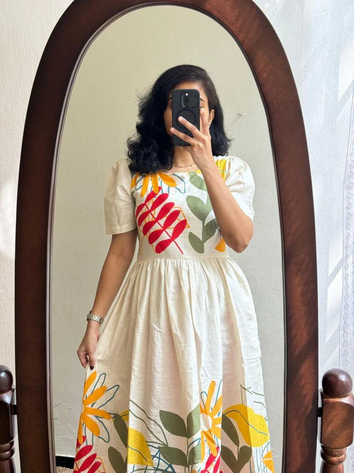 Jaipur Premium Vibrant Floral Print Cotton Dress - Image 3