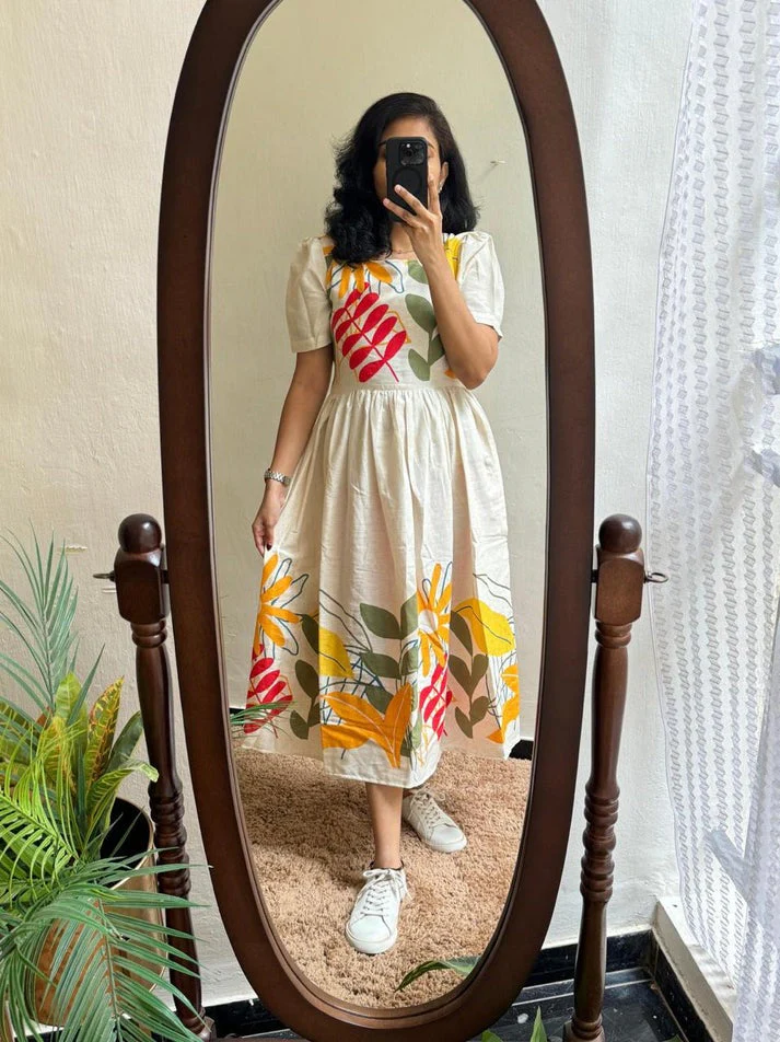 Jaipur Premium Vibrant Floral Print Cotton Dress - Image 4
